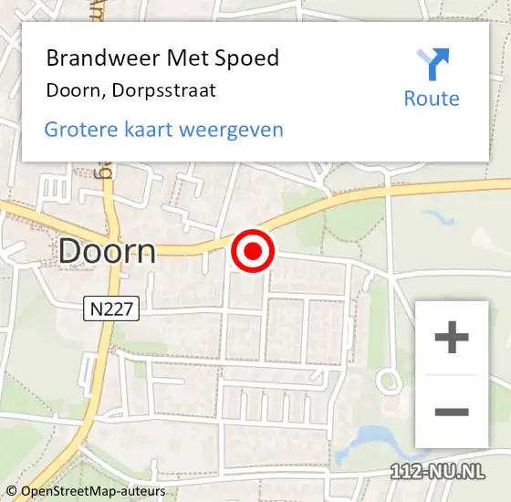 Locatie op kaart van de 112 melding: Brandweer Met Spoed Naar Doorn, Dorpsstraat op 24 juli 2024 16:50