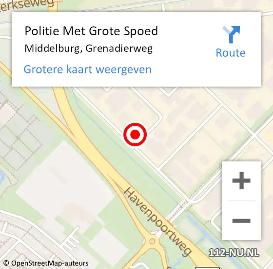 Locatie op kaart van de 112 melding: Politie Met Grote Spoed Naar Middelburg, Grenadierweg op 24 juli 2024 17:00