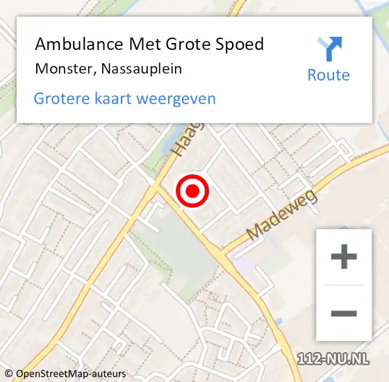 Locatie op kaart van de 112 melding: Ambulance Met Grote Spoed Naar Monster, Nassauplein op 24 juli 2024 17:00