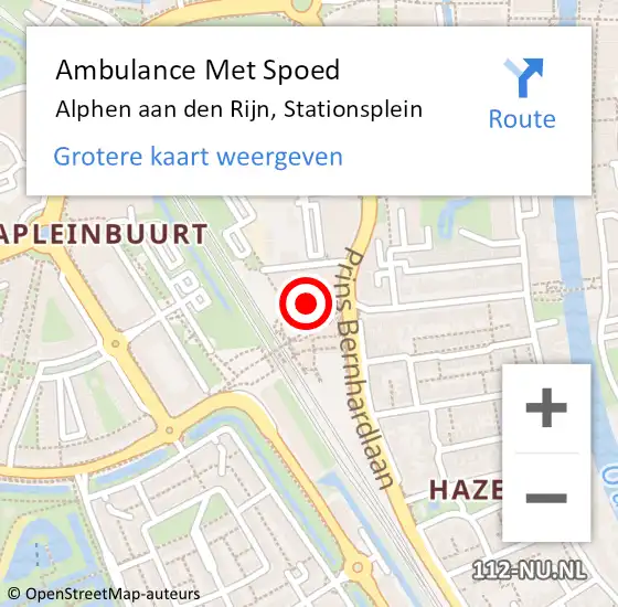 Locatie op kaart van de 112 melding: Ambulance Met Spoed Naar Alphen aan den Rijn, Stationsplein op 24 juli 2024 17:29