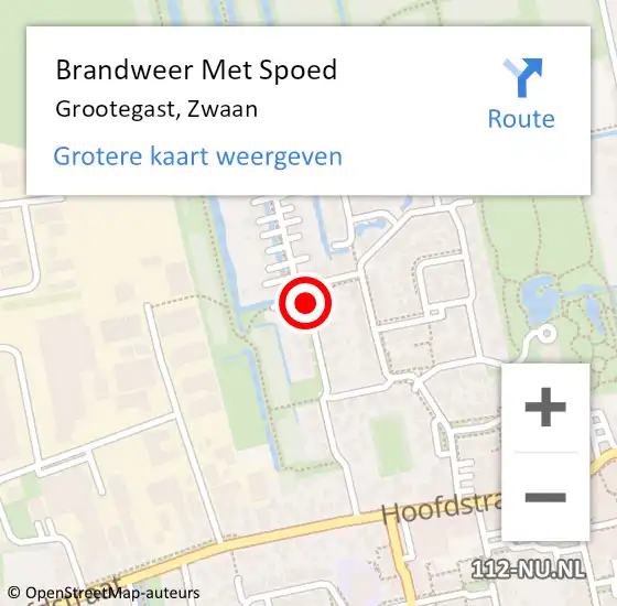 Locatie op kaart van de 112 melding: Brandweer Met Spoed Naar Grootegast, Zwaan op 14 oktober 2014 09:19