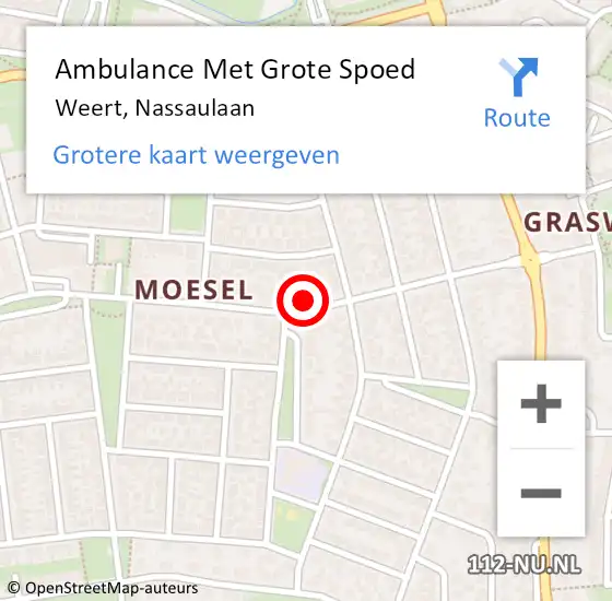 Locatie op kaart van de 112 melding: Ambulance Met Grote Spoed Naar Weert, Nassaulaan op 24 juli 2024 17:50