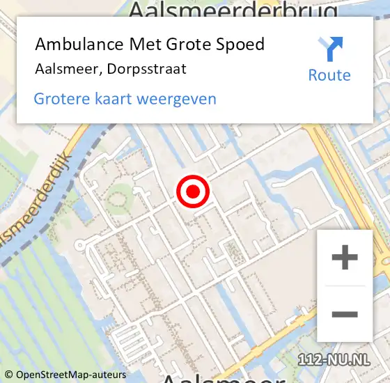 Locatie op kaart van de 112 melding: Ambulance Met Grote Spoed Naar Aalsmeer, Dorpsstraat op 24 juli 2024 17:51