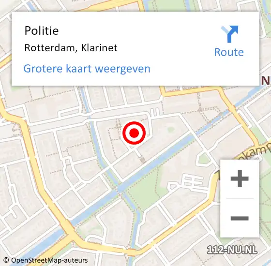 Locatie op kaart van de 112 melding: Politie Rotterdam, Klarinet op 24 juli 2024 17:56