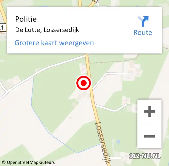 Locatie op kaart van de 112 melding: Politie De Lutte, Lossersedijk op 24 juli 2024 18:01