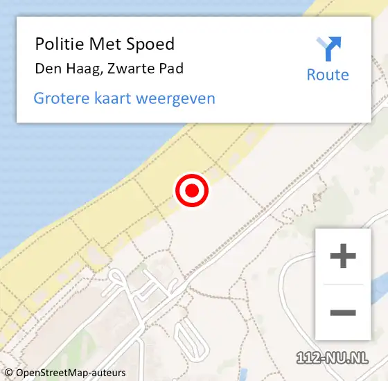 Locatie op kaart van de 112 melding: Politie Met Spoed Naar Den Haag, Zwarte Pad op 24 juli 2024 18:02