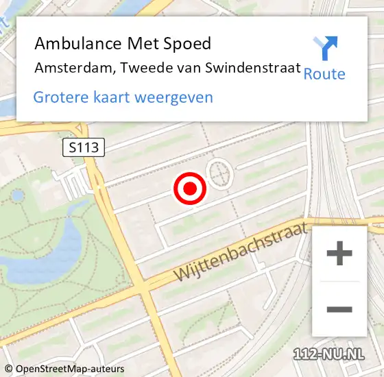 Locatie op kaart van de 112 melding: Ambulance Met Spoed Naar Amsterdam, Tweede van Swindenstraat op 24 juli 2024 18:24