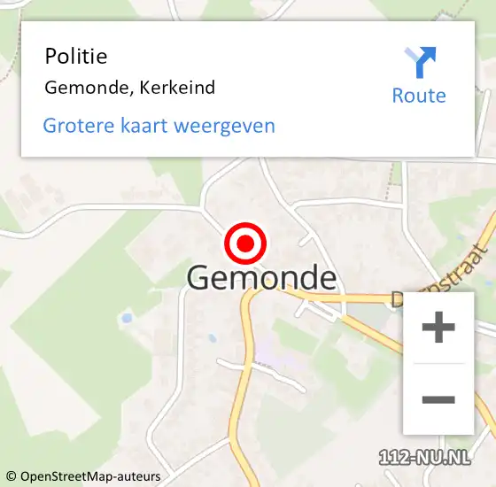Locatie op kaart van de 112 melding: Politie Gemonde, Kerkeind op 24 juli 2024 18:37