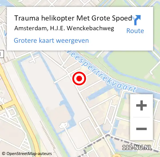 Locatie op kaart van de 112 melding: Trauma helikopter Met Grote Spoed Naar Amsterdam, H.J.E. Wenckebachweg op 24 juli 2024 18:38