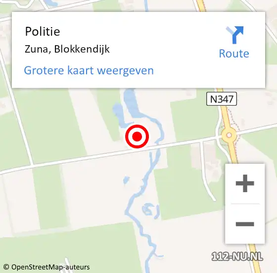 Locatie op kaart van de 112 melding: Politie Zuna, Blokkendijk op 24 juli 2024 18:39