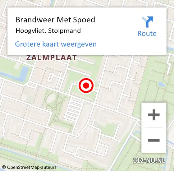 Locatie op kaart van de 112 melding: Brandweer Met Spoed Naar Hoogvliet, Stolpmand op 24 juli 2024 18:42