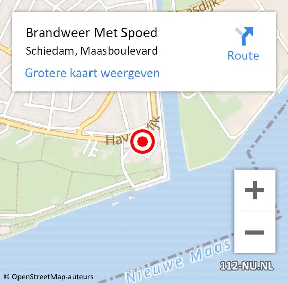 Locatie op kaart van de 112 melding: Brandweer Met Spoed Naar Schiedam, Maasboulevard op 24 juli 2024 18:43