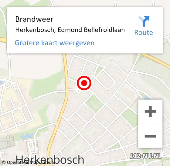 Locatie op kaart van de 112 melding: Brandweer Herkenbosch, Edmond Bellefroidlaan op 24 juli 2024 18:51