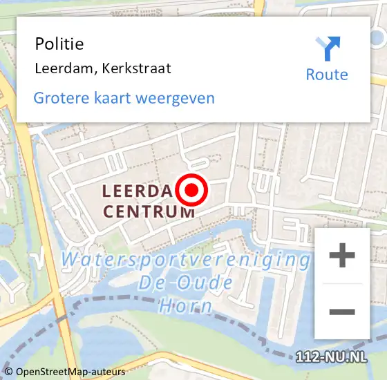 Locatie op kaart van de 112 melding: Politie Leerdam, Kerkstraat op 24 juli 2024 19:02