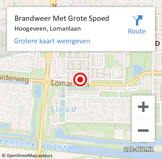 Locatie op kaart van de 112 melding: Brandweer Met Grote Spoed Naar Hoogeveen, Lomanlaan op 24 juli 2024 19:12