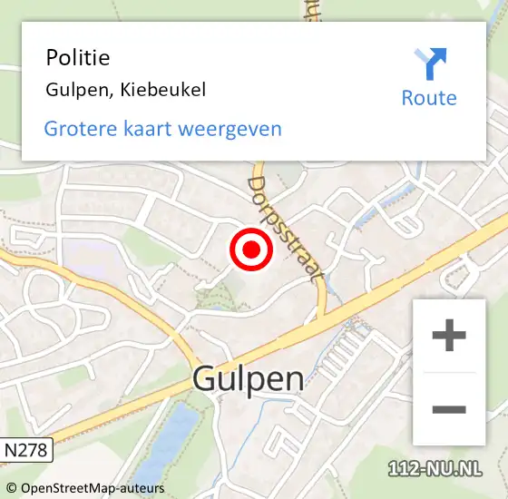 Locatie op kaart van de 112 melding: Politie Gulpen, Kiebeukel op 24 juli 2024 19:21