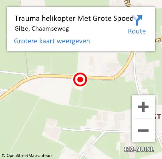 Locatie op kaart van de 112 melding: Trauma helikopter Met Grote Spoed Naar Gilze, Chaamseweg op 24 juli 2024 19:24