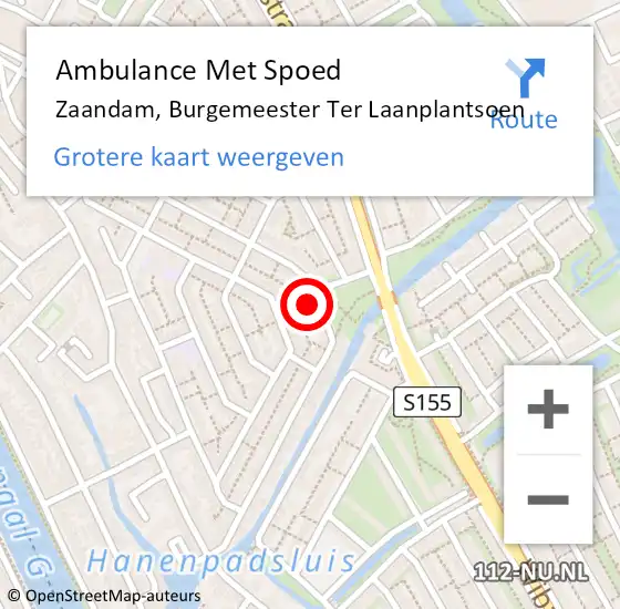 Locatie op kaart van de 112 melding: Ambulance Met Spoed Naar Zaandam, Burgemeester Ter Laanplantsoen op 24 juli 2024 19:32