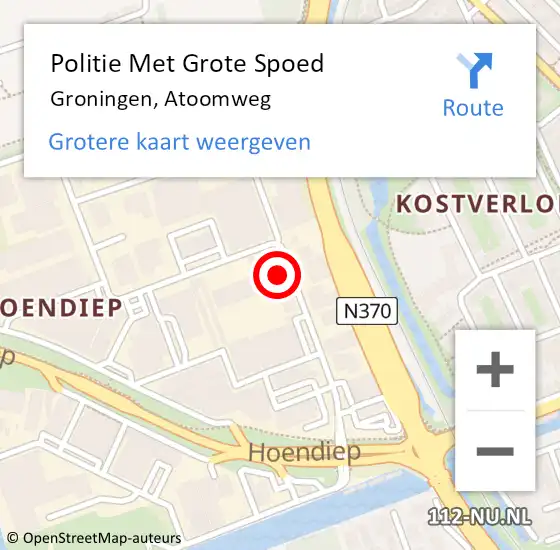 Locatie op kaart van de 112 melding: Politie Met Grote Spoed Naar Groningen, Atoomweg op 24 juli 2024 19:49