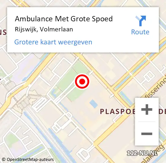 Locatie op kaart van de 112 melding: Ambulance Met Grote Spoed Naar Rijswijk, Volmerlaan op 24 juli 2024 19:53