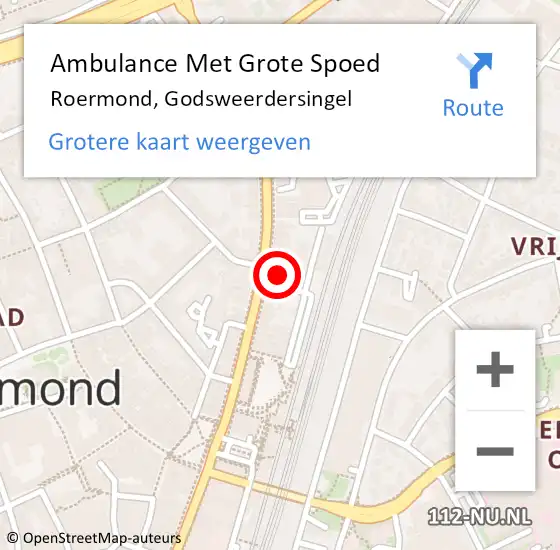 Locatie op kaart van de 112 melding: Ambulance Met Grote Spoed Naar Roermond, Godsweerdersingel op 24 juli 2024 19:59