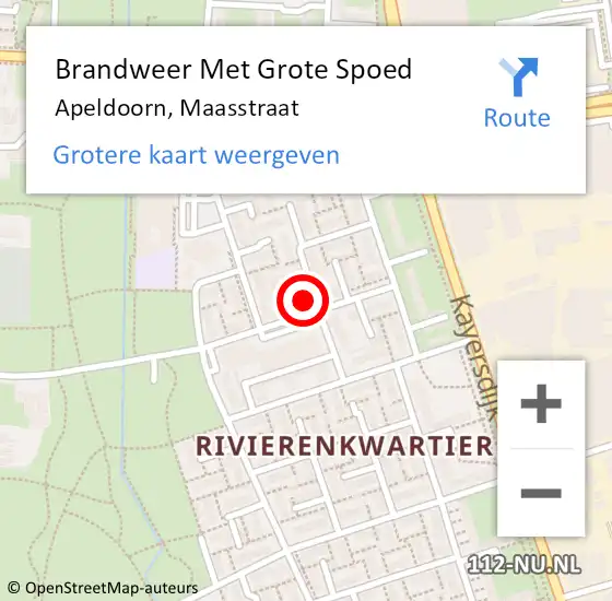 Locatie op kaart van de 112 melding: Brandweer Met Grote Spoed Naar Apeldoorn, Maasstraat op 24 juli 2024 20:18