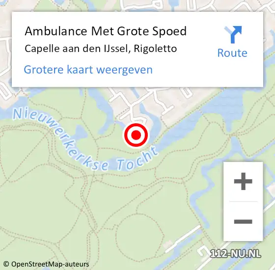 Locatie op kaart van de 112 melding: Ambulance Met Grote Spoed Naar Capelle aan den IJssel, Rigoletto op 24 juli 2024 20:40