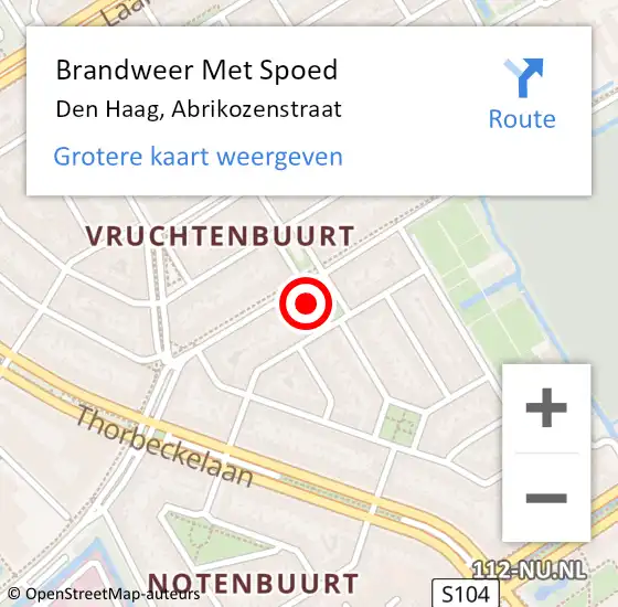 Locatie op kaart van de 112 melding: Brandweer Met Spoed Naar Den Haag, Abrikozenstraat op 24 juli 2024 20:56