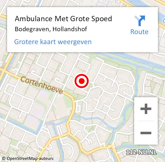 Locatie op kaart van de 112 melding: Ambulance Met Grote Spoed Naar Bodegraven, Hollandshof op 24 juli 2024 21:01