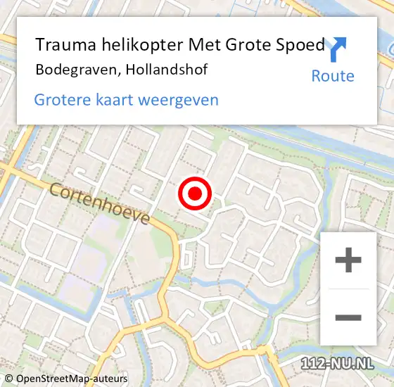 Locatie op kaart van de 112 melding: Trauma helikopter Met Grote Spoed Naar Bodegraven, Hollandshof op 24 juli 2024 21:06
