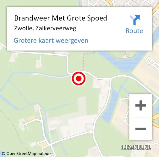 Locatie op kaart van de 112 melding: Brandweer Met Grote Spoed Naar Zwolle, Zalkerveerweg op 24 juli 2024 21:20