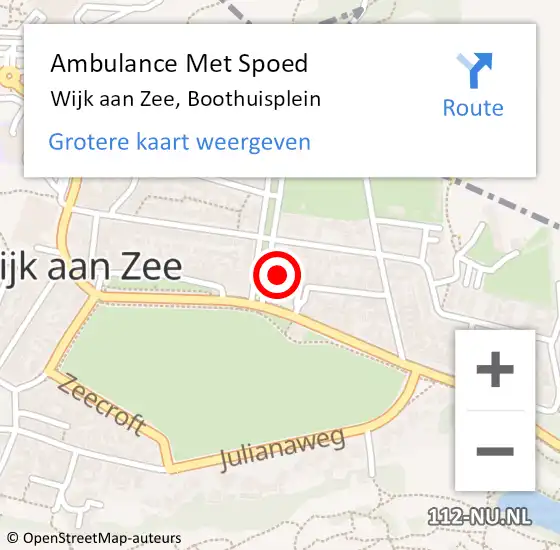 Locatie op kaart van de 112 melding: Ambulance Met Spoed Naar Wijk aan Zee, Boothuisplein op 24 juli 2024 21:27