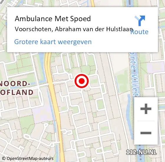 Locatie op kaart van de 112 melding: Ambulance Met Spoed Naar Voorschoten, Abraham van der Hulstlaan op 24 juli 2024 21:49