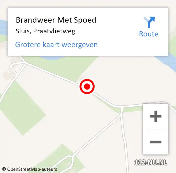 Locatie op kaart van de 112 melding: Brandweer Met Spoed Naar Sluis, Praatvlietweg op 24 juli 2024 21:50