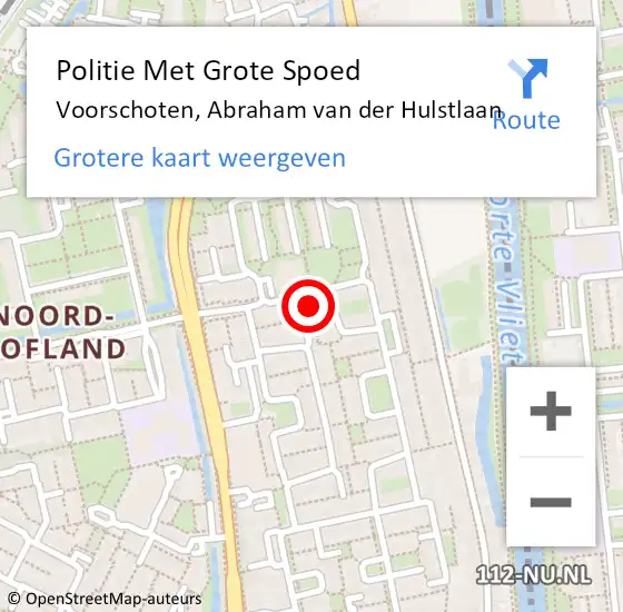 Locatie op kaart van de 112 melding: Politie Met Grote Spoed Naar Voorschoten, Abraham van der Hulstlaan op 24 juli 2024 21:50