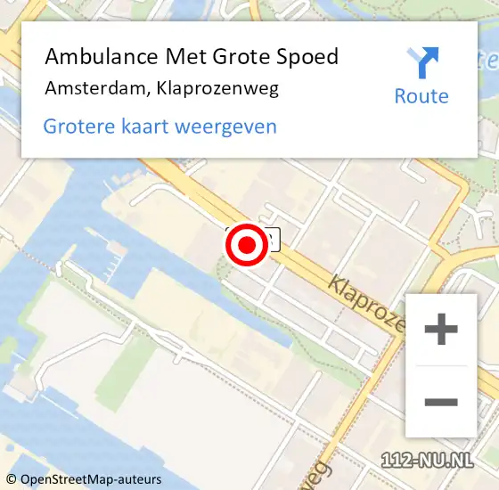 Locatie op kaart van de 112 melding: Ambulance Met Grote Spoed Naar Amsterdam, Klaprozenweg op 24 juli 2024 21:51