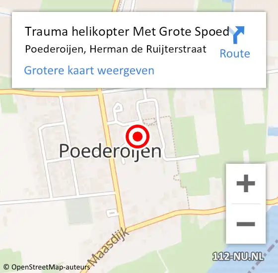 Locatie op kaart van de 112 melding: Trauma helikopter Met Grote Spoed Naar Poederoijen, Herman de Ruijterstraat op 24 juli 2024 22:02