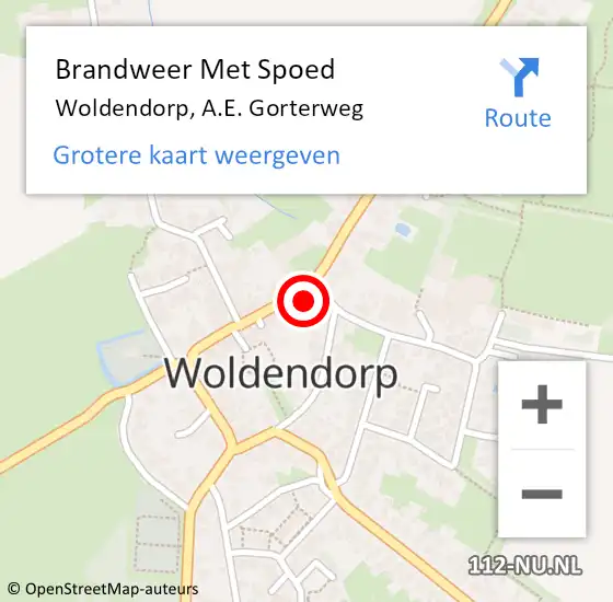 Locatie op kaart van de 112 melding: Brandweer Met Spoed Naar Woldendorp, A.E. Gorterweg op 24 juli 2024 22:06