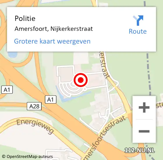 Locatie op kaart van de 112 melding: Politie Amersfoort, Nijkerkerstraat op 24 juli 2024 22:16