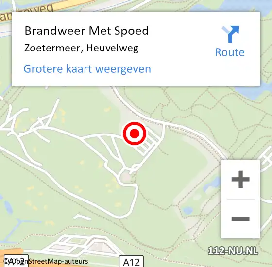 Locatie op kaart van de 112 melding: Brandweer Met Spoed Naar Zoetermeer, Heuvelweg op 24 juli 2024 22:29