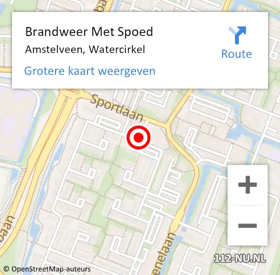 Locatie op kaart van de 112 melding: Brandweer Met Spoed Naar Amstelveen, Watercirkel op 24 juli 2024 22:35