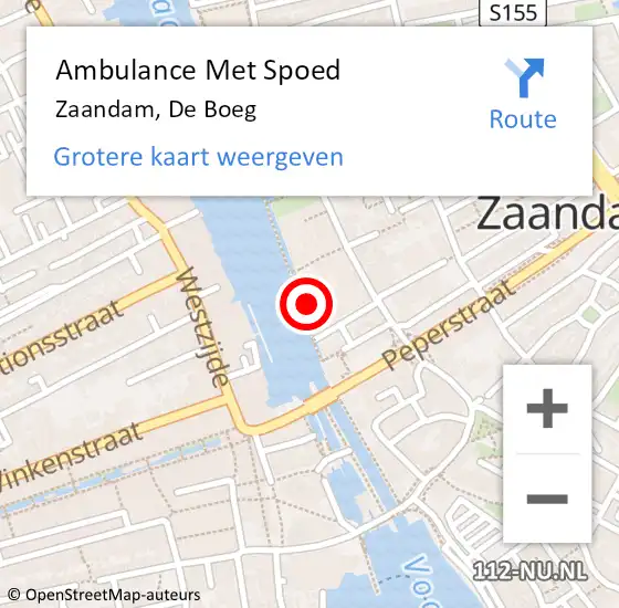 Locatie op kaart van de 112 melding: Ambulance Met Spoed Naar Zaandam, De Boeg op 24 juli 2024 22:47