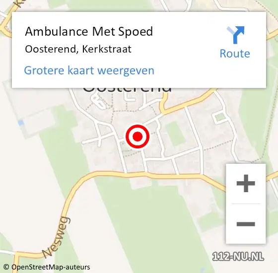 Locatie op kaart van de 112 melding: Ambulance Met Spoed Naar Oosterend, Kerkstraat op 14 oktober 2014 09:41