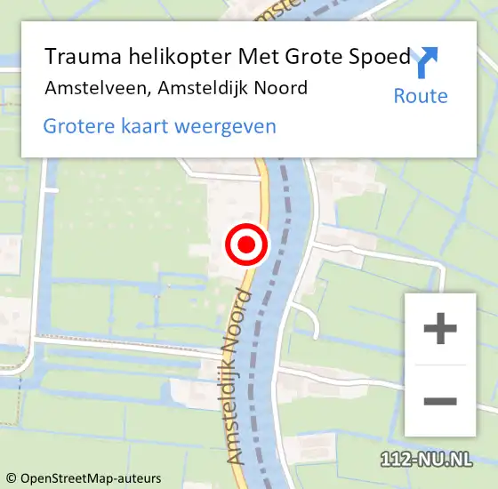 Locatie op kaart van de 112 melding: Trauma helikopter Met Grote Spoed Naar Amstelveen, Amsteldijk Noord op 24 juli 2024 22:56