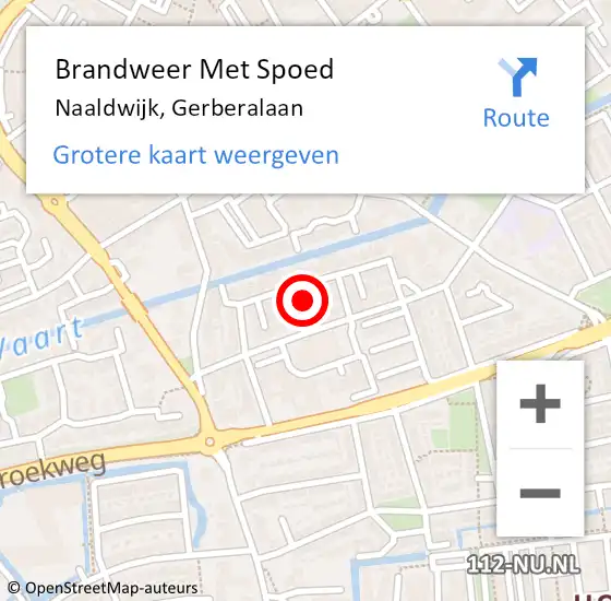 Locatie op kaart van de 112 melding: Brandweer Met Spoed Naar Naaldwijk, Gerberalaan op 24 juli 2024 23:06