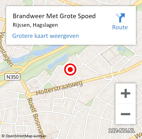 Locatie op kaart van de 112 melding: Brandweer Met Grote Spoed Naar Rijssen, Hagslagen op 24 juli 2024 23:08