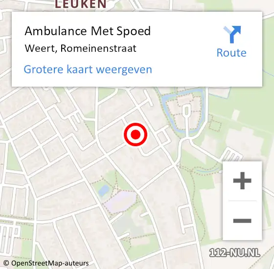 Locatie op kaart van de 112 melding: Ambulance Met Spoed Naar Weert, Romeinenstraat op 14 oktober 2014 09:43