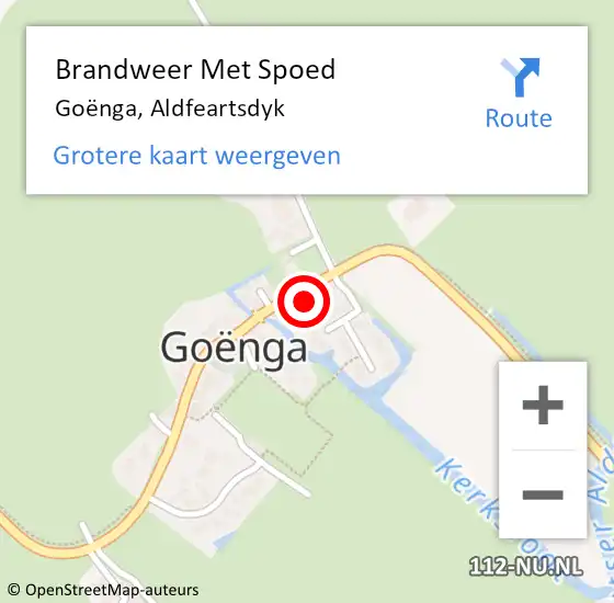 Locatie op kaart van de 112 melding: Brandweer Met Spoed Naar Goënga, Aldfeartsdyk op 24 juli 2024 23:37