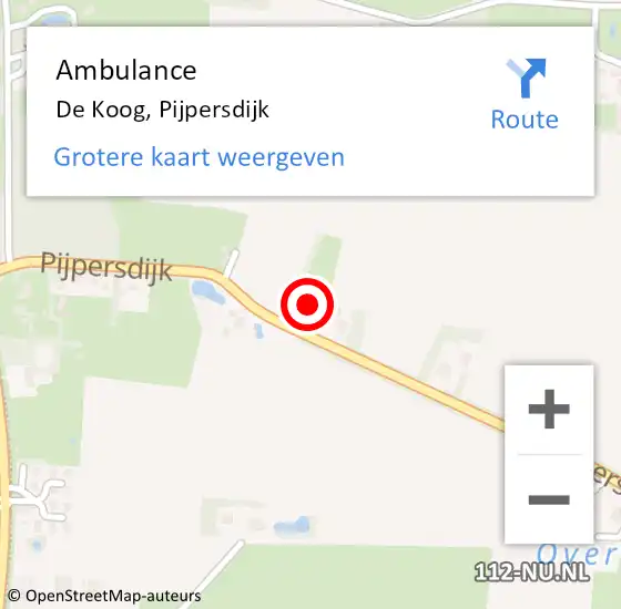 Locatie op kaart van de 112 melding: Ambulance De Koog, Pijpersdijk op 24 juli 2024 23:38