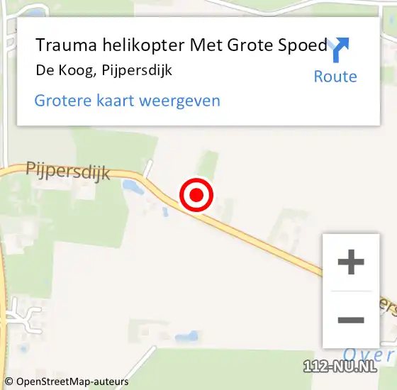 Locatie op kaart van de 112 melding: Trauma helikopter Met Grote Spoed Naar De Koog, Pijpersdijk op 24 juli 2024 23:40